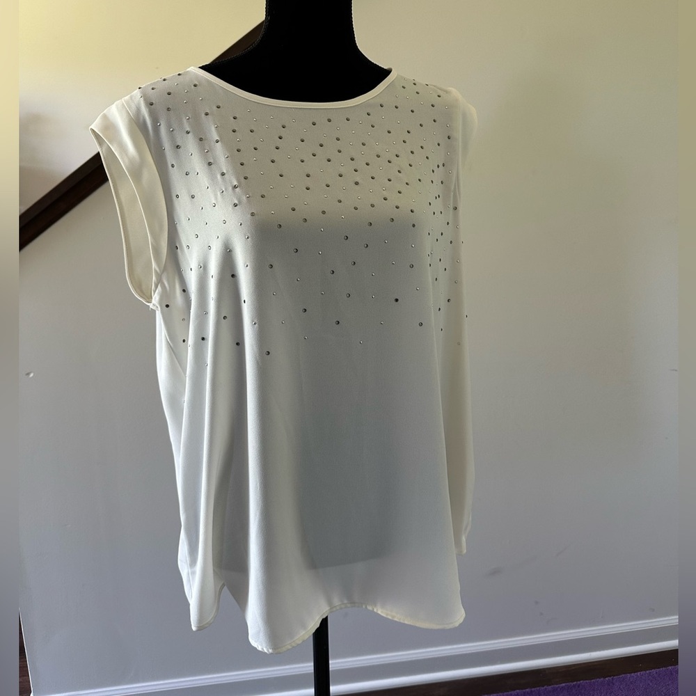 Women’s Apt. 9 Rhinestone White Short Sleeve Blouse